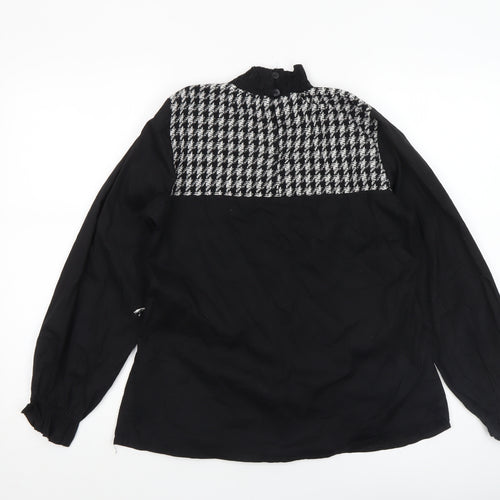 I Saw It First Womens Black Houndstooth Long Sleeve Tunic Blouse Size 10