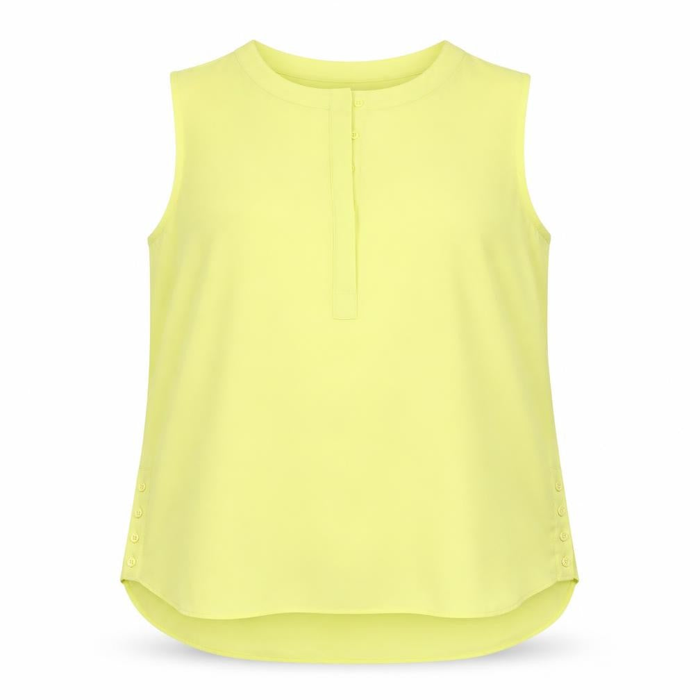 Front view of Gallery Women's Yellow Sleeveless Blouse UK 16 Polyester Workwear