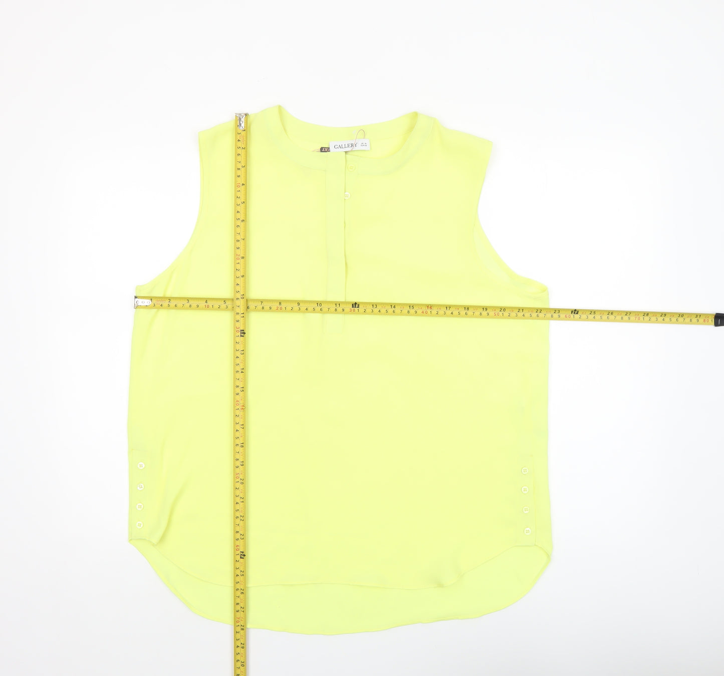 Gallery Women's Yellow Sleeveless Blouse UK 16 Polyester Workwear