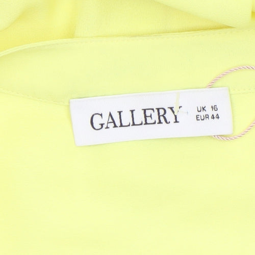 Gallery Women's Yellow Sleeveless Blouse UK 16 Polyester Workwear