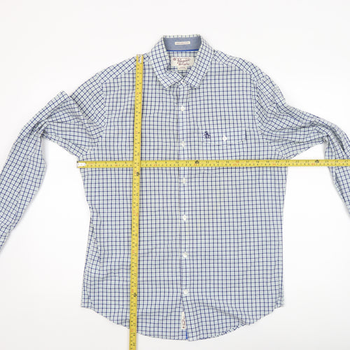 Original Penguin Men's Blue Check Slim Fit Cotton Button-Up Shirt M