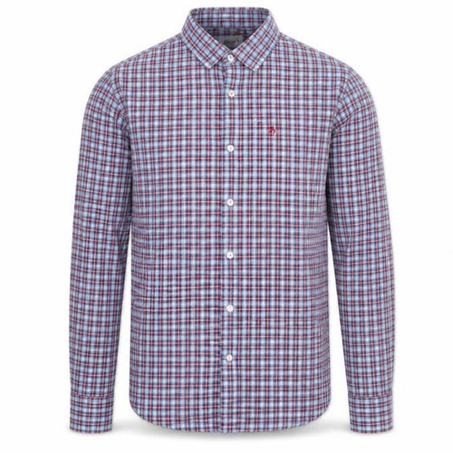 Original Penguin Men's Blue Checked Heritage Slim Fit Long Sleeve Shirt M