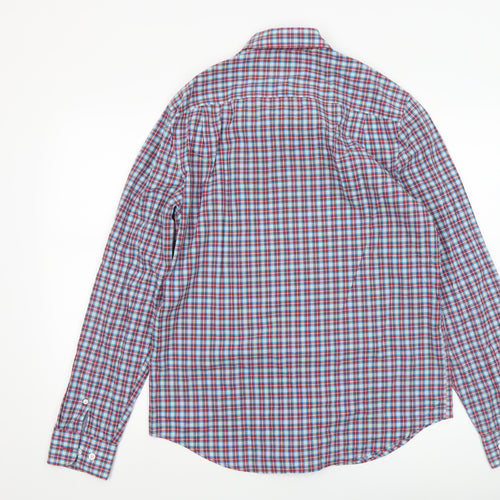 Original Penguin Men's Blue Checked Heritage Slim Fit Long Sleeve Shirt M