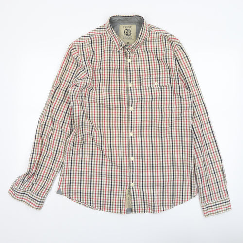 Next Men's Multicoloured Check Cotton Button-Up Shirt M