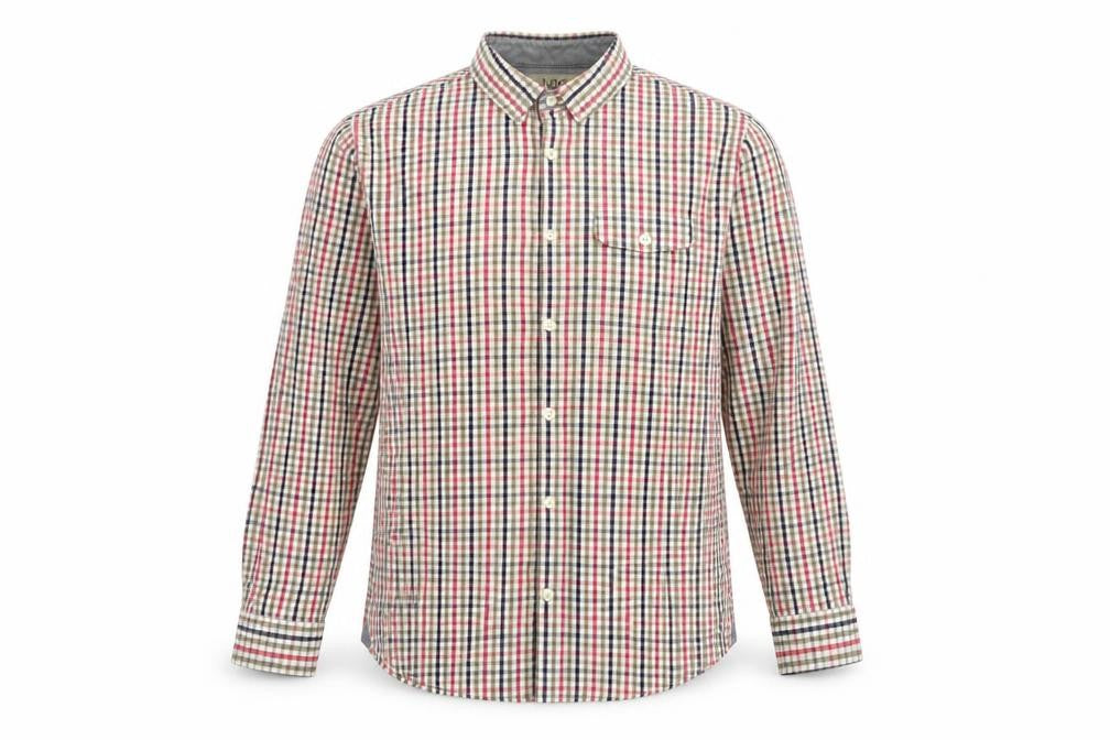 Front view of Next Men's Multicoloured Check Cotton Button-Up Shirt M