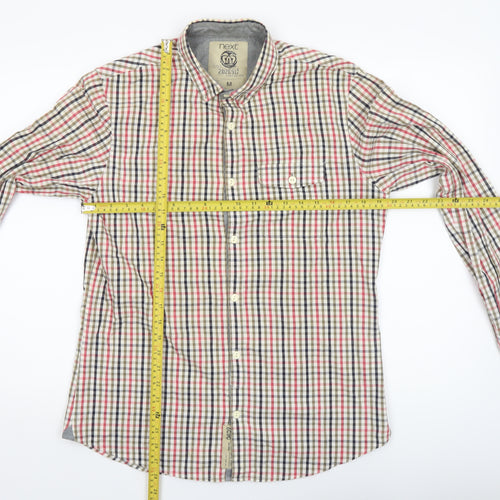 Next Men's Multicoloured Check Cotton Button-Up Shirt M