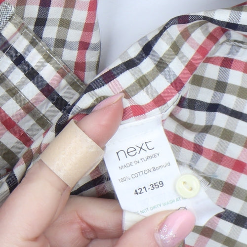 Next Men's Multicoloured Check Cotton Button-Up Shirt M