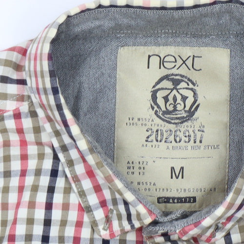 Next Men's Multicoloured Check Cotton Button-Up Shirt M