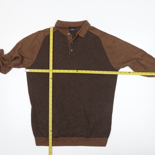 Next Men’s Brown Cotton Henley Jumper Medium Classic Knit