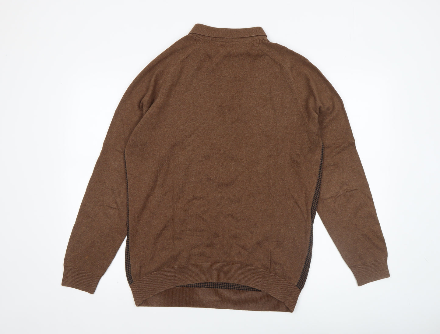 Next Men’s Brown Cotton Henley Jumper Medium Classic Knit