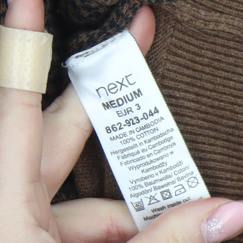 Next Men’s Brown Cotton Henley Jumper Medium Classic Knit