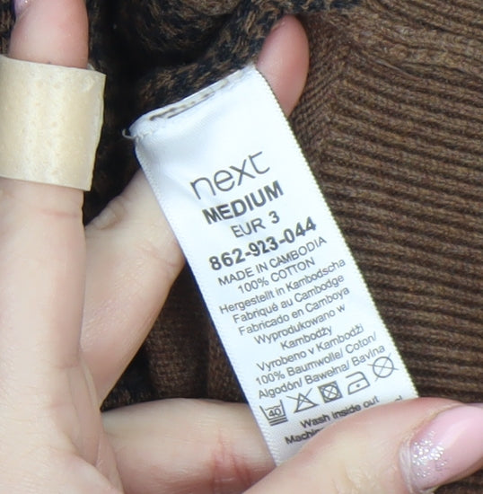 Next Men’s Brown Cotton Henley Jumper Medium Classic Knit