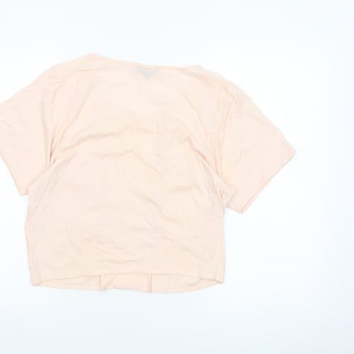 Topshop Women’s Beige Cropped Cotton Blouse UK 12 Short Sleeve