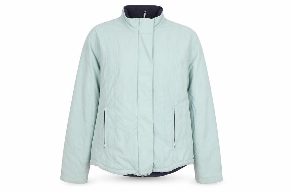Front view of O'Neill women’s green, size UK 12, lined full zip short jacket