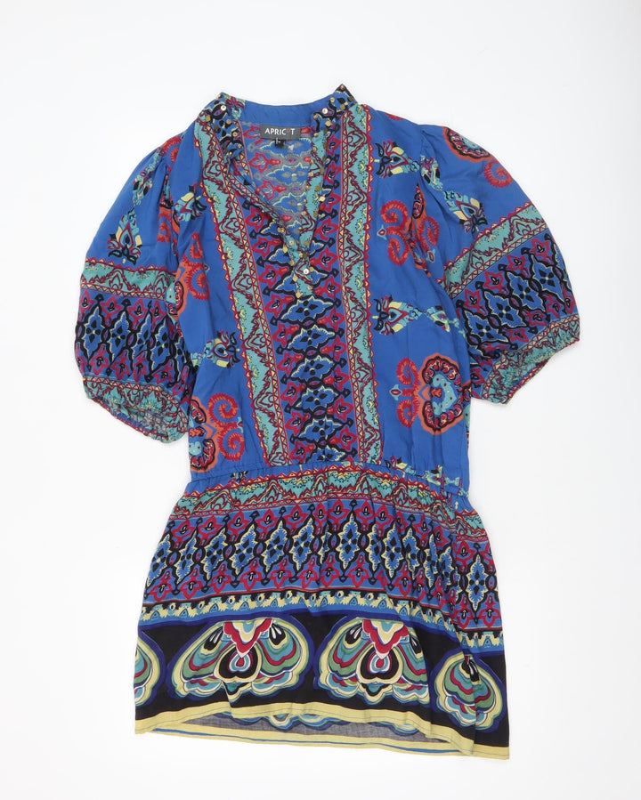 Apricot Women's Blue Bohemian Tunic Blouse S Viscose