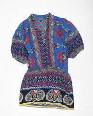 Apricot Women's Blue Bohemian Tunic Blouse S Viscose