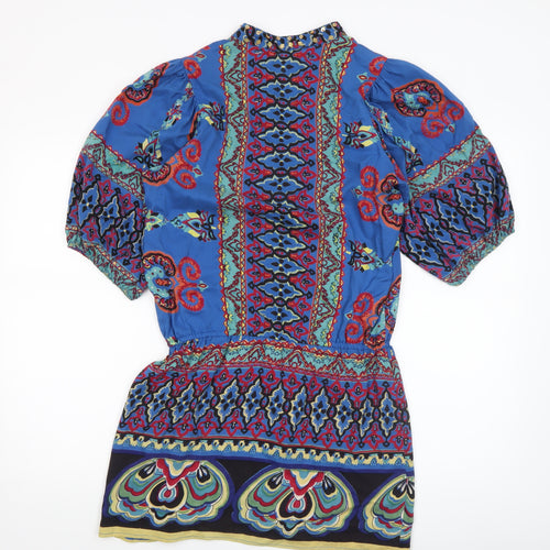 Apricot Women's Blue Bohemian Tunic Blouse S Viscose