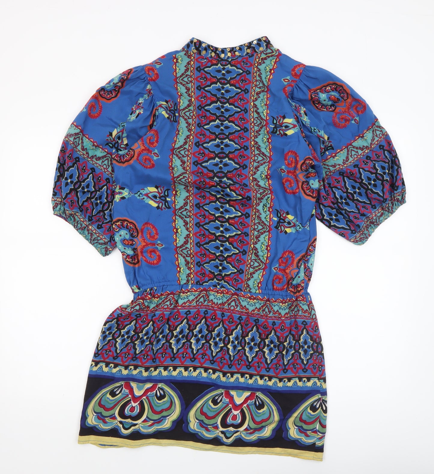 Apricot Women's Blue Bohemian Tunic Blouse S Viscose