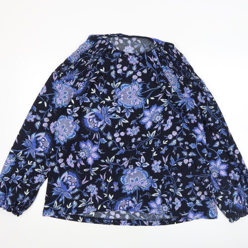 Next Women's Blue Floral Long Sleeve Tunic Blouse Size 14