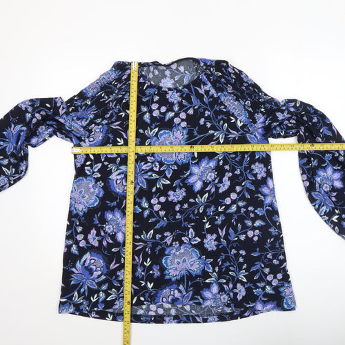 Next Women's Blue Floral Long Sleeve Tunic Blouse Size 14