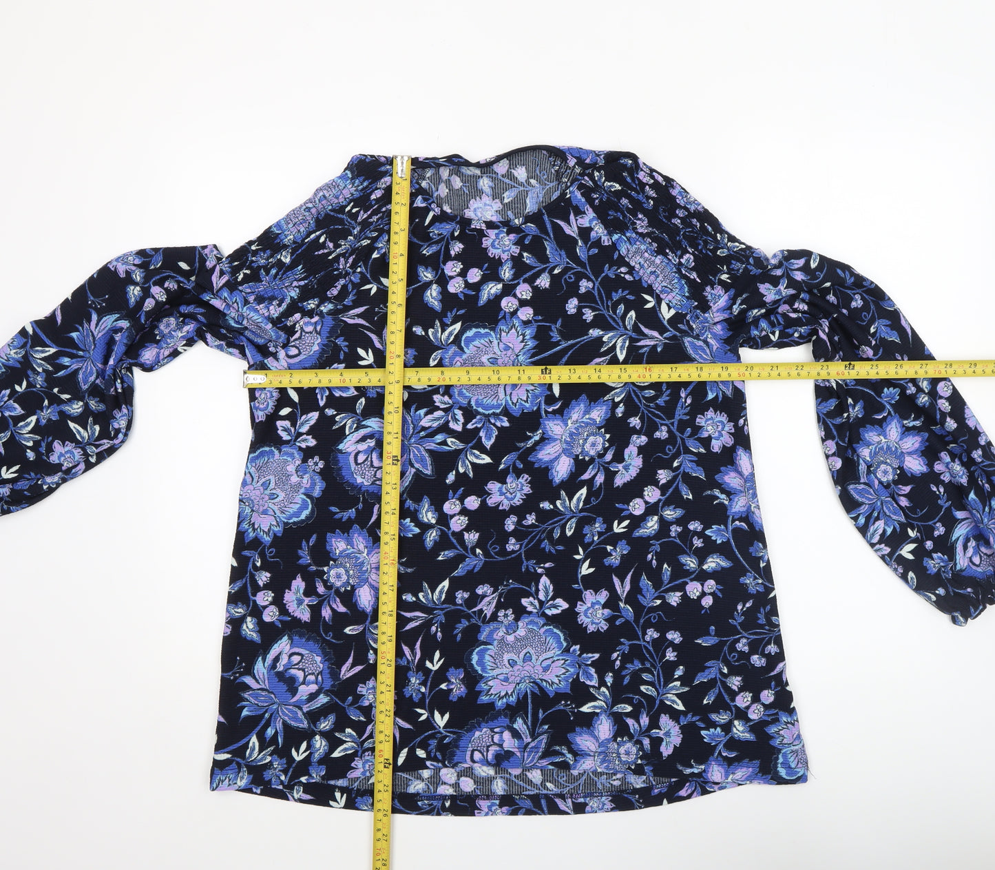 Next Women's Blue Floral Long Sleeve Tunic Blouse Size 14