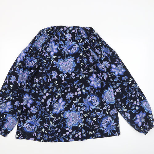 Next Women's Blue Floral Long Sleeve Tunic Blouse Size 14