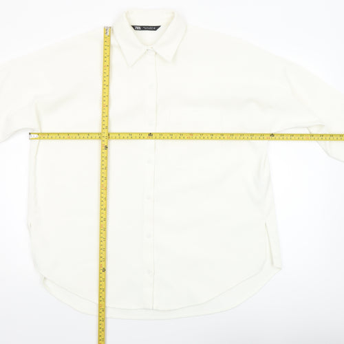 Zara Women Ivory Button-Up Long Sleeve Basic Shirt Size 8