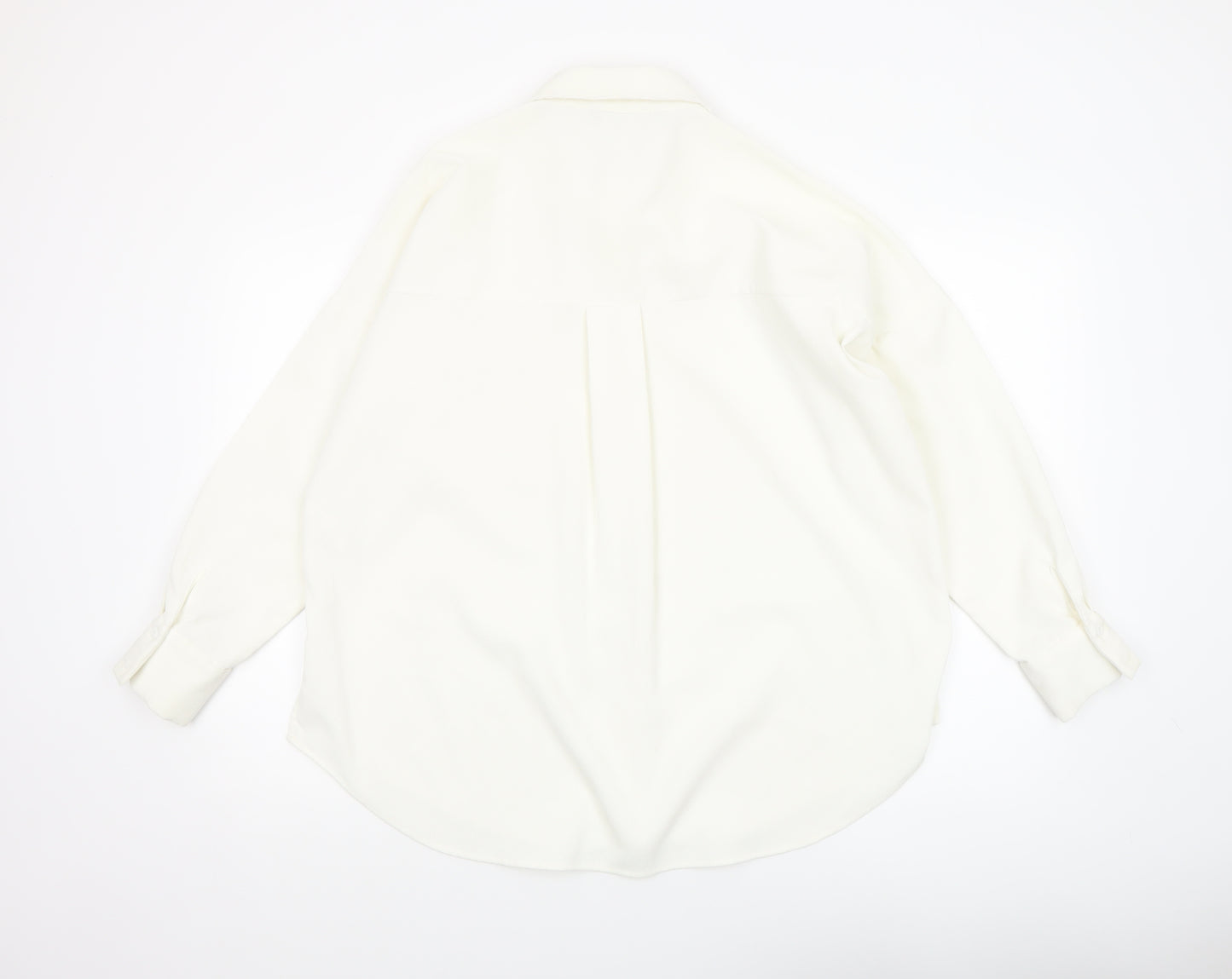 Zara Women Ivory Button-Up Long Sleeve Basic Shirt Size 8