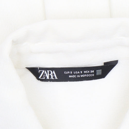 Zara Women Ivory Button-Up Long Sleeve Basic Shirt Size 8