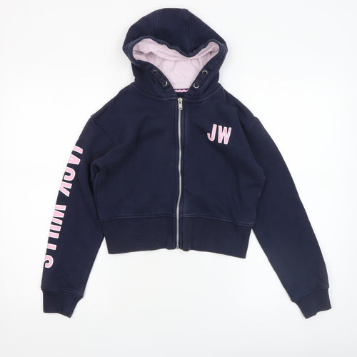 Jack Wills Girls Blue Full Zip Hoodie 10-11 Years Logo Hooded Sweatshirt