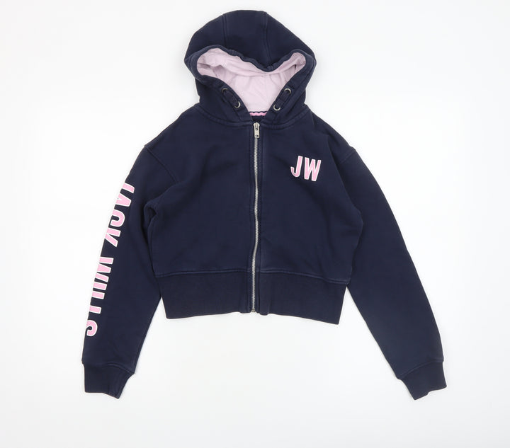 Jack Wills Girls Blue Full Zip Hoodie 10-11 Years Logo Hooded Sweatshirt