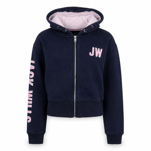 Jack Wills Girls Blue Full Zip Hoodie 10-11 Years Logo Hooded Sweatshirt