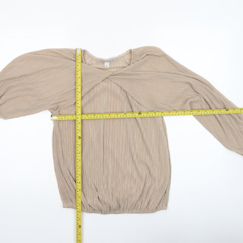 River Island Women Beige Glitter Wrap Blouse UK 10 Long Sleeve
