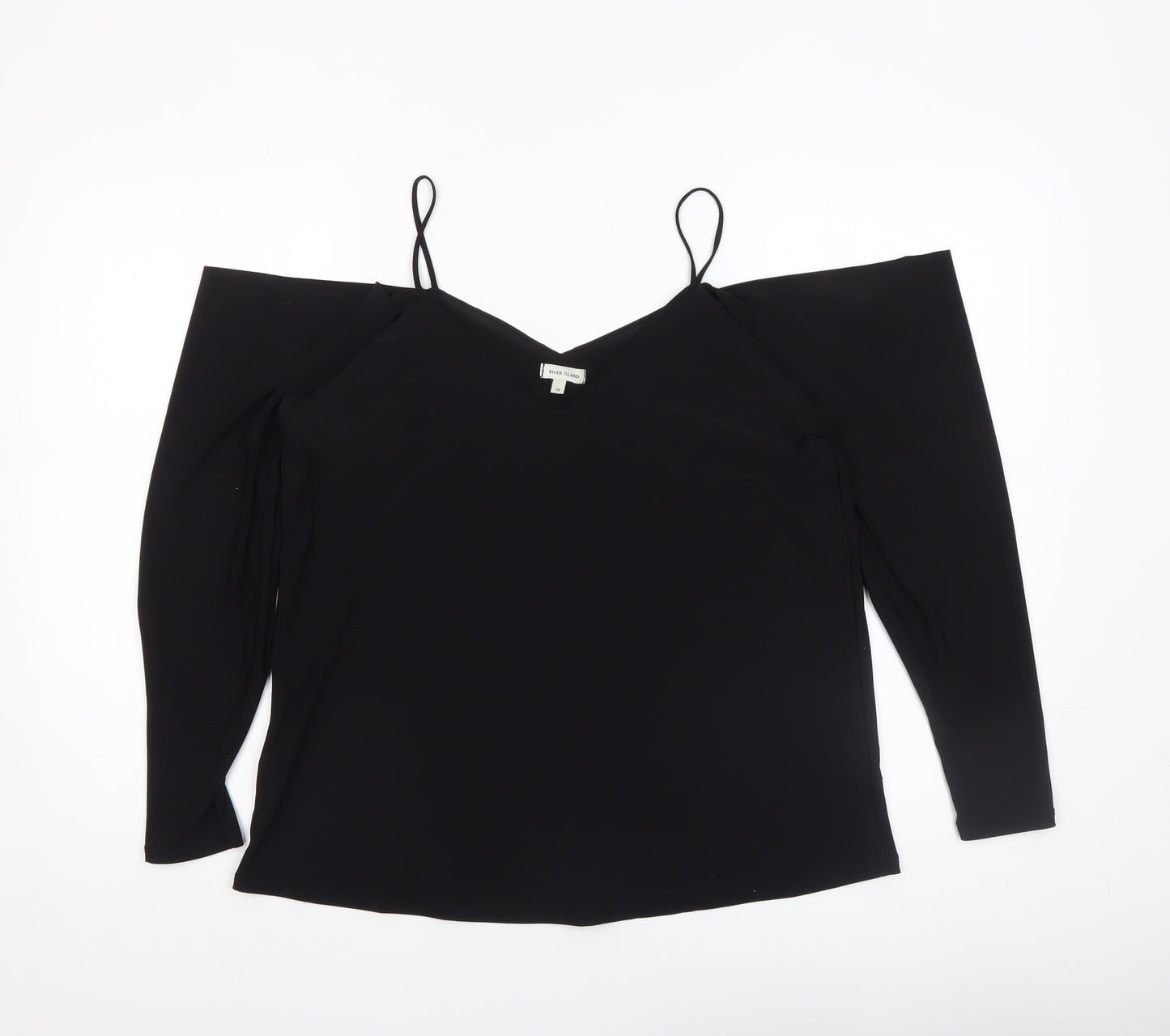 River Island Women Black Cold Shoulder Camisole Blouse Size 10