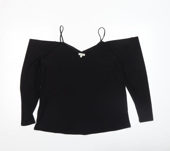 River Island Women Black Cold Shoulder Camisole Blouse Size 10