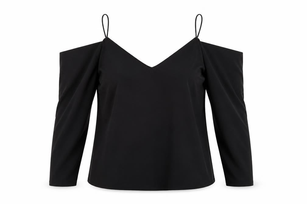 Front view of River Island Women Black Cold Shoulder Camisole Blouse, size 10