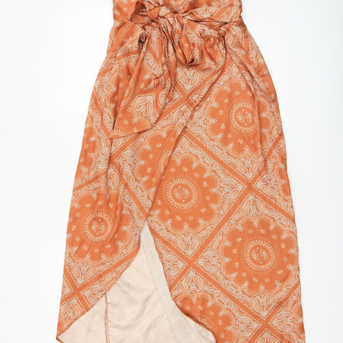 ASOS DESIGN Women’s Orange Petite Wrap Midi Skirt Size 14