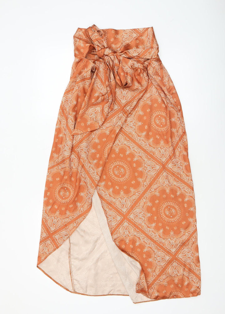 ASOS DESIGN Women’s Orange Petite Wrap Midi Skirt Size 14
