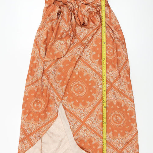 ASOS DESIGN Women’s Orange Petite Wrap Midi Skirt Size 14
