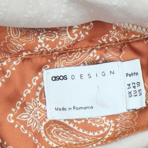 ASOS DESIGN Women’s Orange Petite Wrap Midi Skirt Size 14