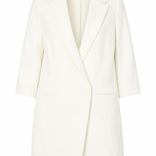 Rochelle Humes Women Ivory Long Blazer Jacket UK 10 Single-Breasted