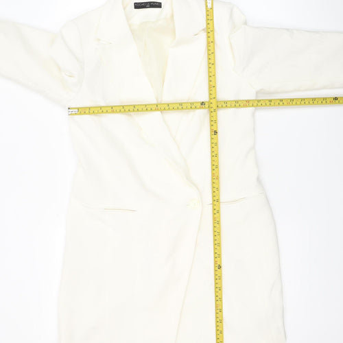 Rochelle Humes Women Ivory Long Blazer Jacket UK 10 Single-Breasted
