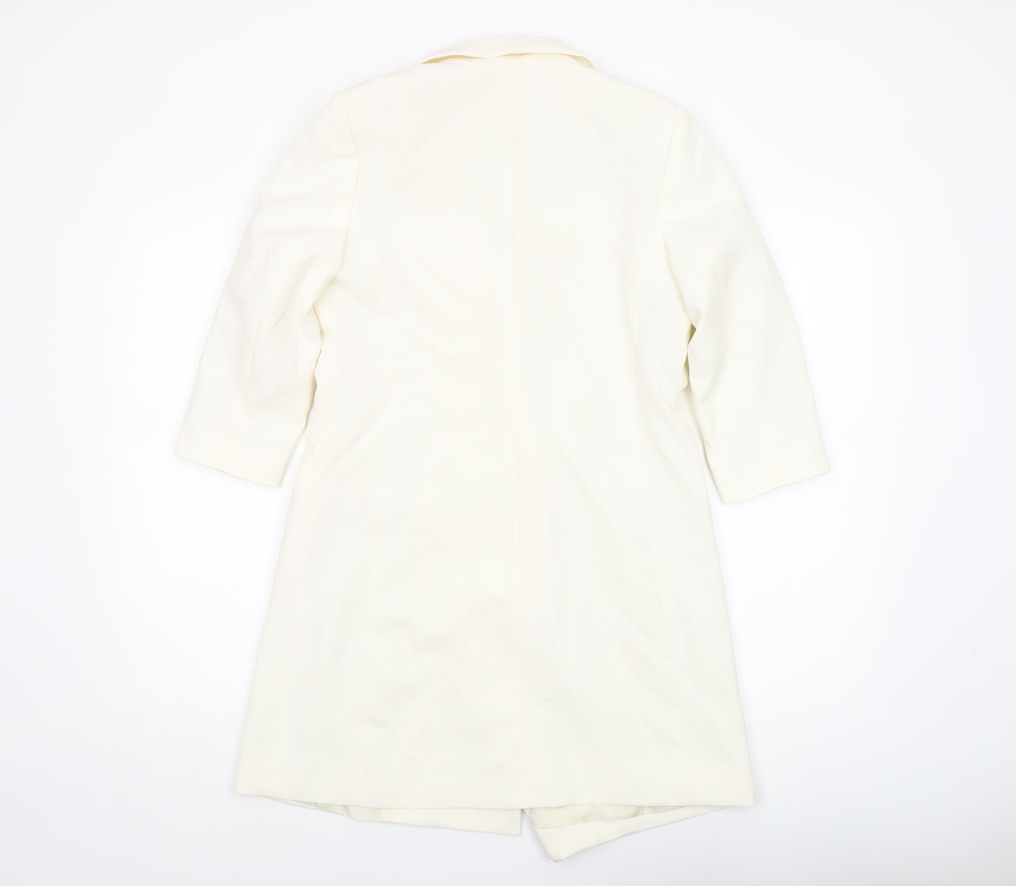 Rochelle Humes Women Ivory Long Blazer Jacket UK 10 Single-Breasted