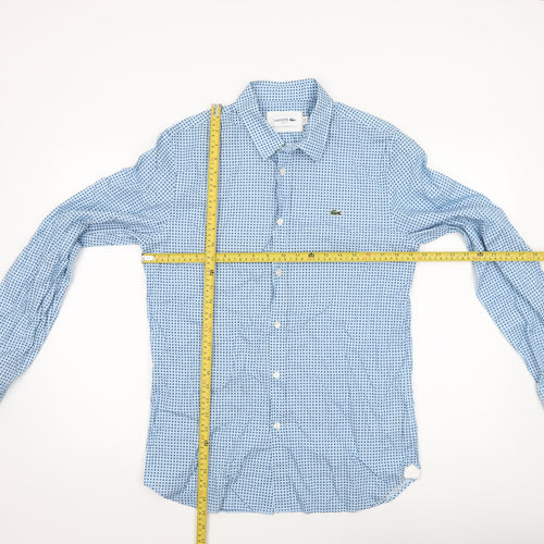Lacoste Mens Blue Slim Fit Geometric Long Sleeve Cotton Shirt M