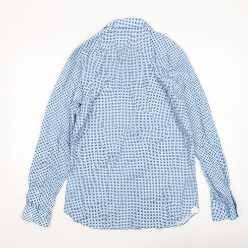 Lacoste Mens Blue Slim Fit Geometric Long Sleeve Cotton Shirt M