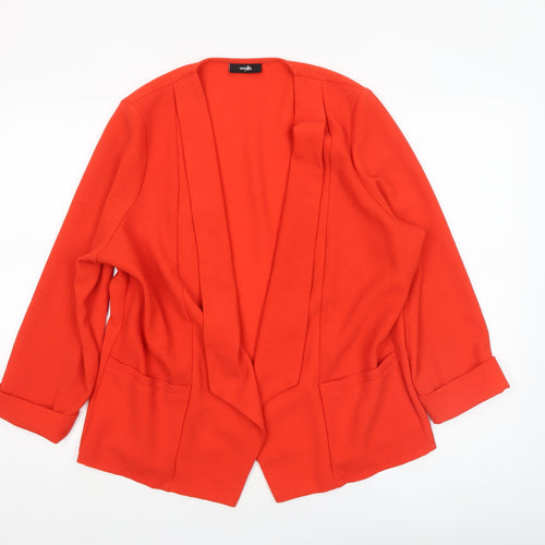 Wallis Women Red Shawl Collar Open Front Blazer Jacket L