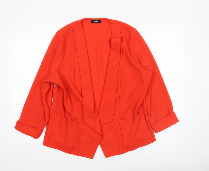 Wallis Women Red Shawl Collar Open Front Blazer Jacket L
