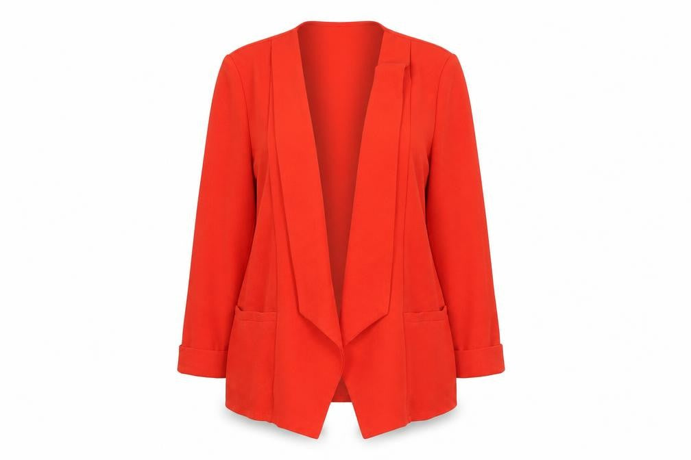 Front view of Wallis Women Red Shawl Collar Open Front Blazer Jacket L