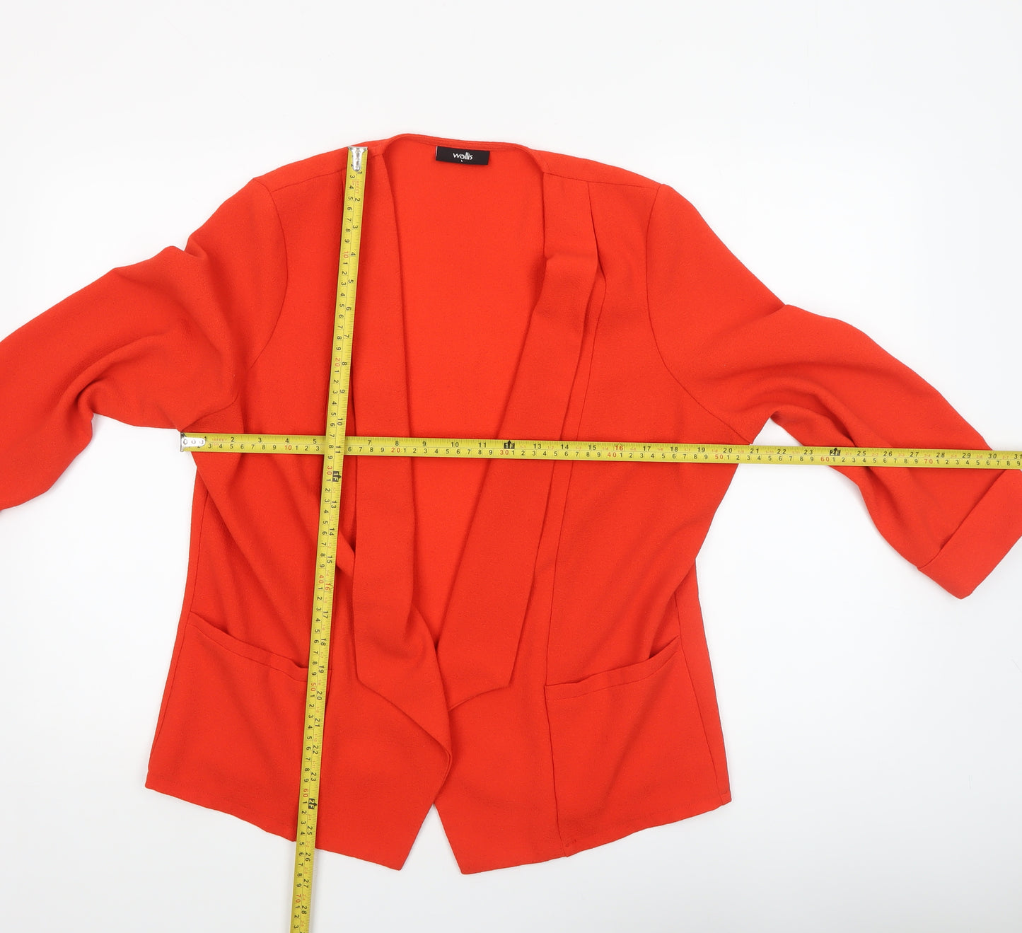 Wallis Women Red Shawl Collar Open Front Blazer Jacket L