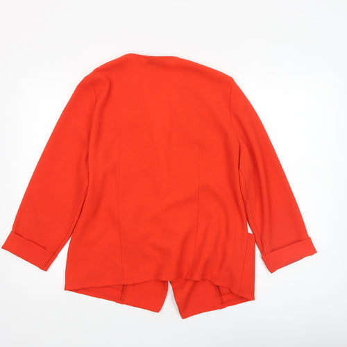 Wallis Women Red Shawl Collar Open Front Blazer Jacket L